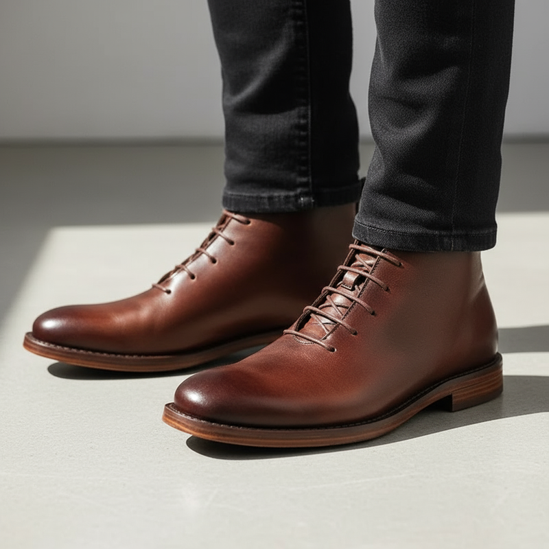 Milovans - Botines De Cuero Con Cordones Y Puntera Redonda