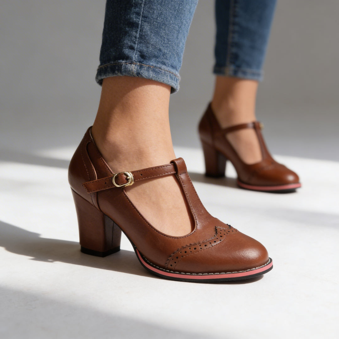 Fiorella - Zapatos De Salón De Tacón Medio Con Correa Y Hebilla Clásica