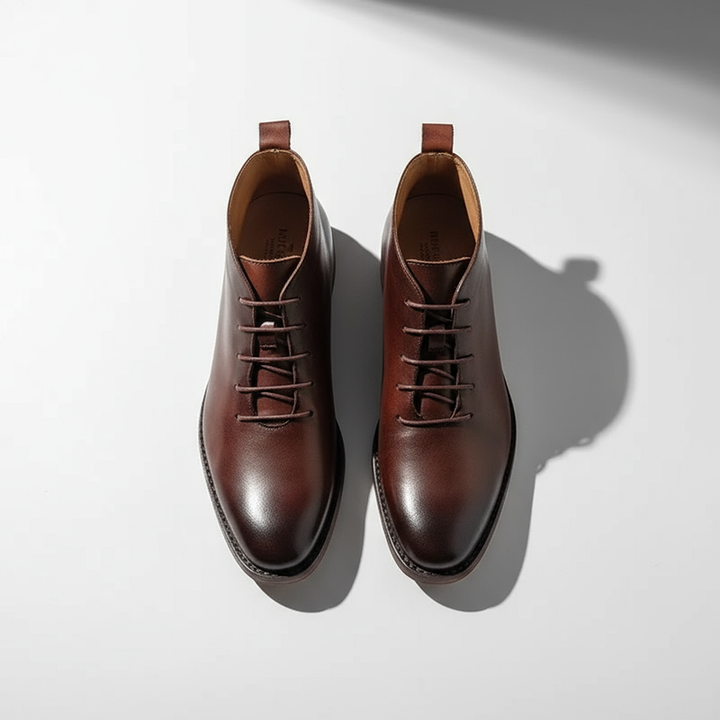 Milovans - Botines De Cuero Con Cordones Y Puntera Redonda