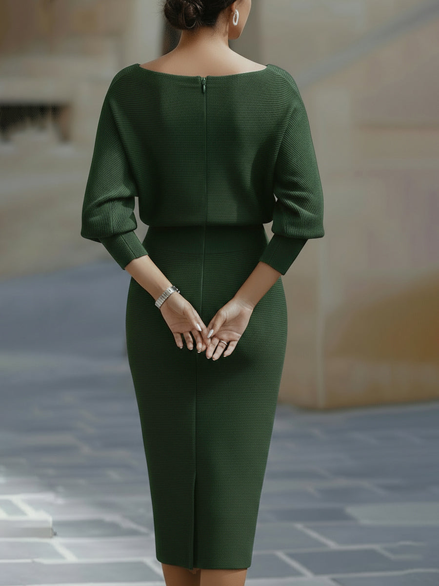 Amyy - Vestido Midi Elegante De Manga Larga