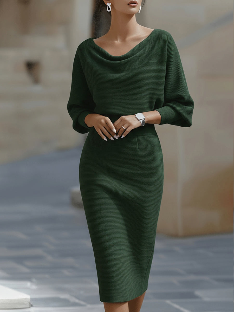 Amyy - Vestido Midi Elegante De Manga Larga