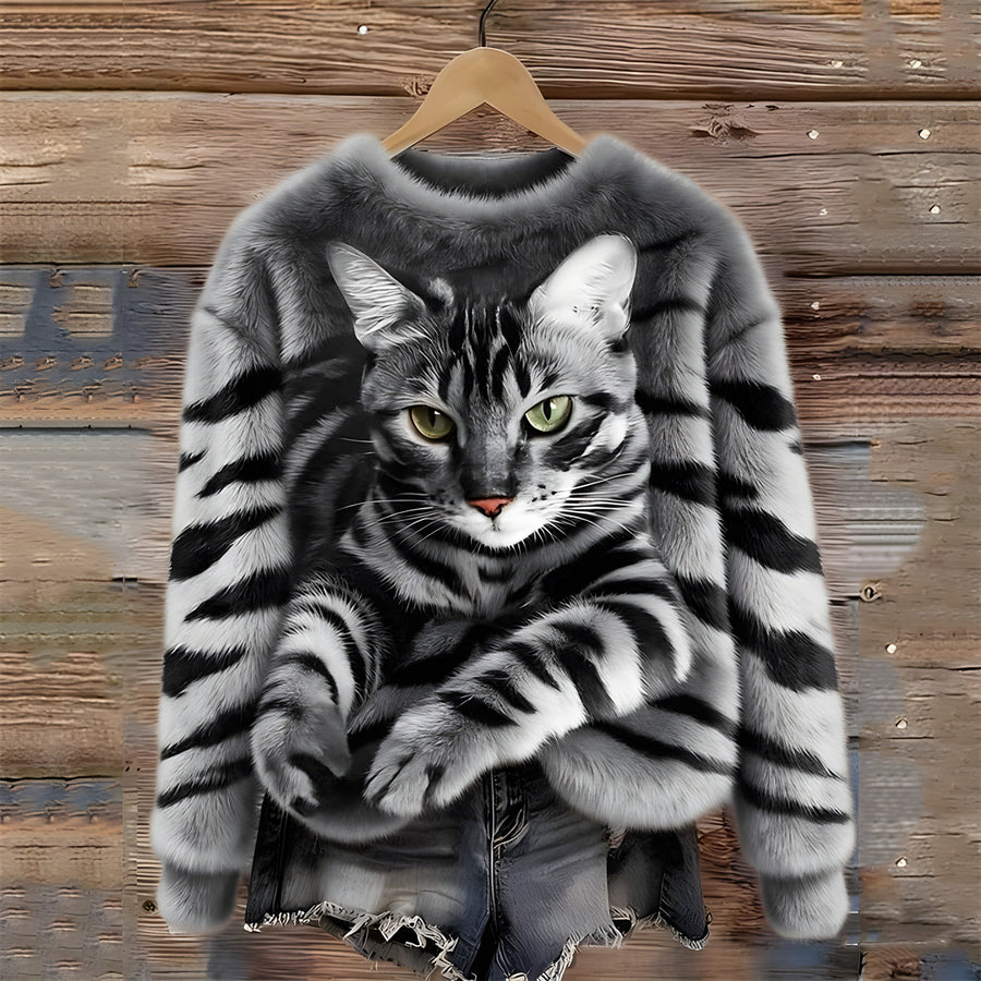 Zohara - Jersey De Pelo Sintético Con Estampado De Gatos