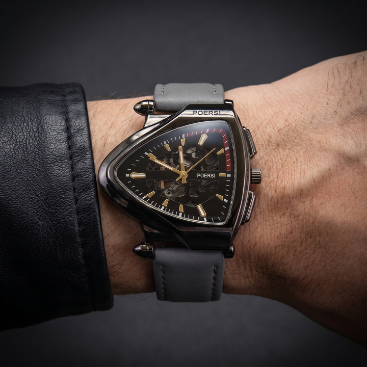 Narciso - Reloj Triangular De Piel Con Estructura Esquelética