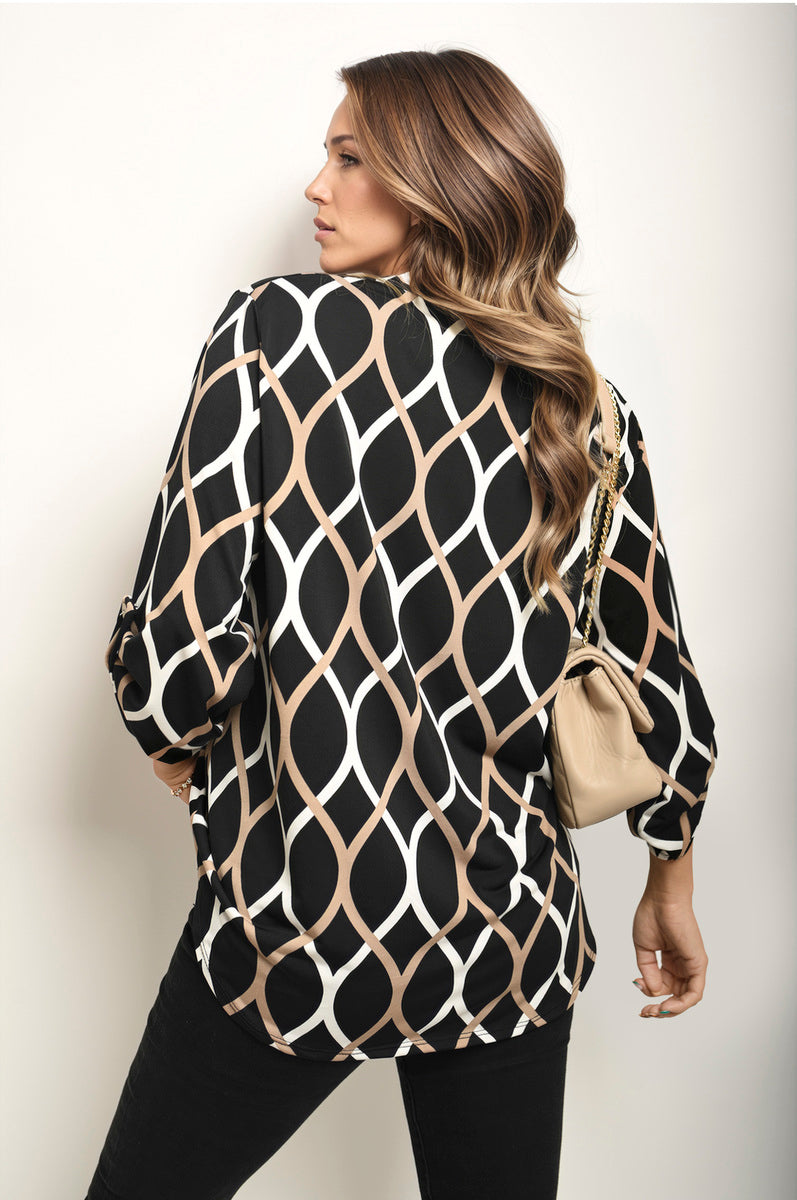 Alyce - Blusa Informal De Manga Larga Con Estampado