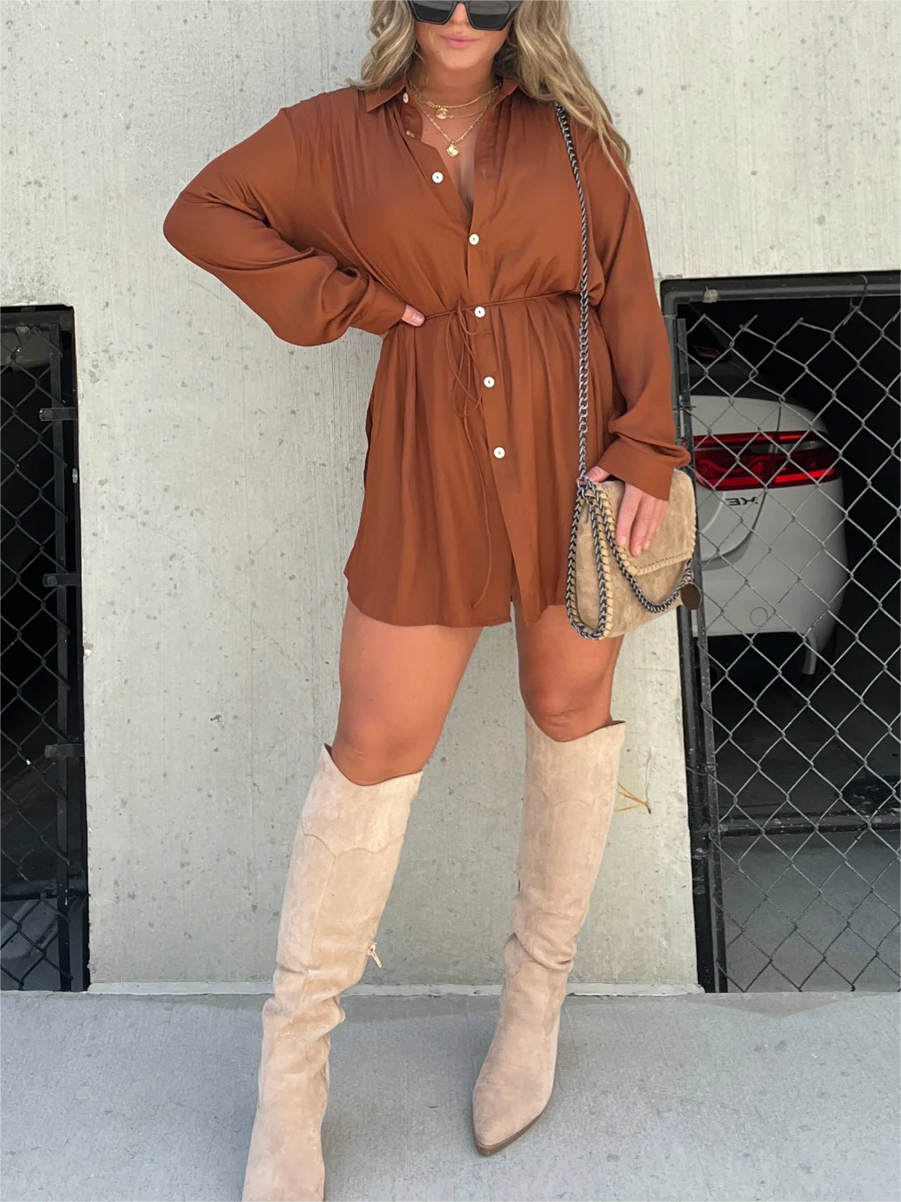 Giulia - Conjunto de Camisa Holgada con Cuello Vuelto