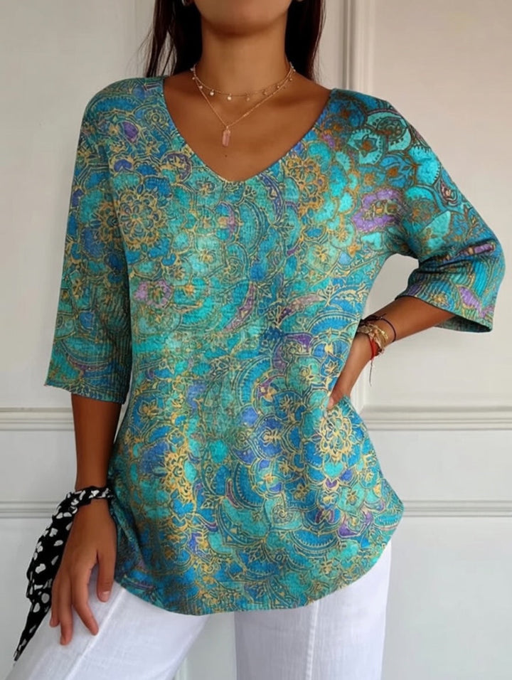 Rezilia - Blusa Holgada Con Estampado Elegante