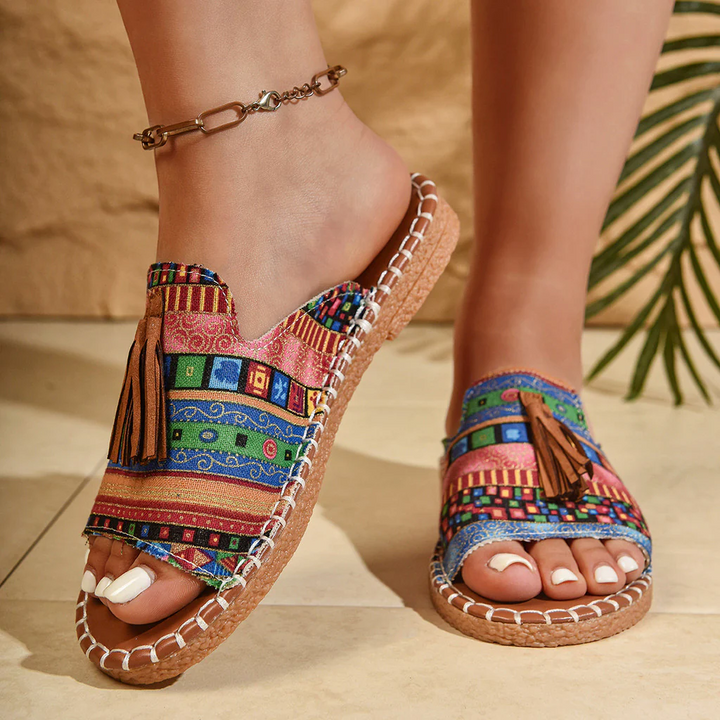 Margaret - Sandalias Bohemias Con Borlas