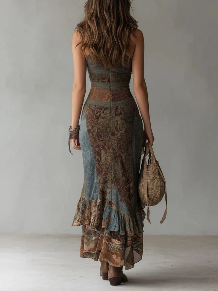 Tihana - Vestido Largo Asimétrico Con Estampado étnico
