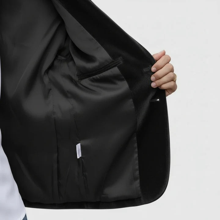 Dagmara - Blazer De Terciopelo De Una Sola Fila De Botones