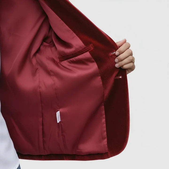 Dagmara - Blazer De Terciopelo De Una Sola Fila De Botones