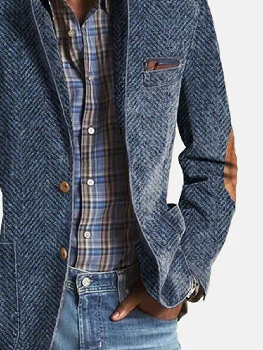Elon - Blazer Casual De Ante Con Estampado De Espiga
