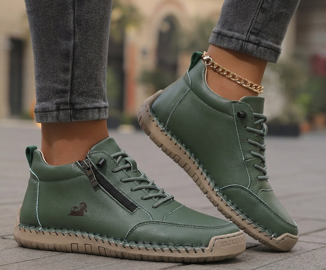 Schreiner - Zapatillas Deportivas con Cordones y Cremallera Con Costuras en Contraste