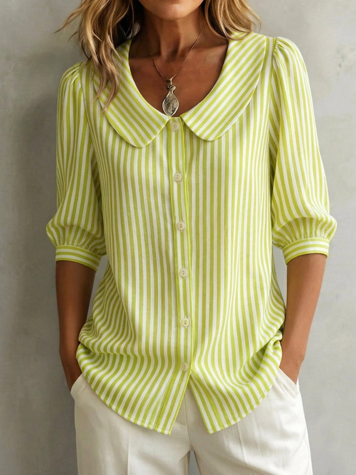 Gretje - Blusa de Algodón a Rayas Con Botones