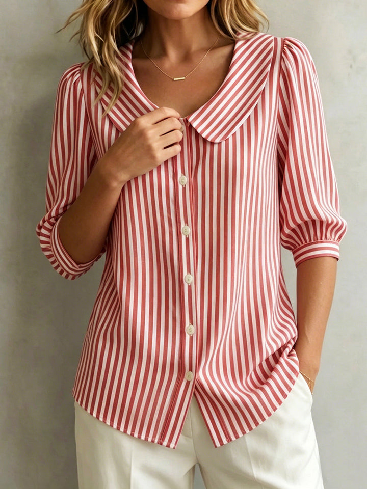 Gretje - Blusa de Algodón a Rayas Con Botones