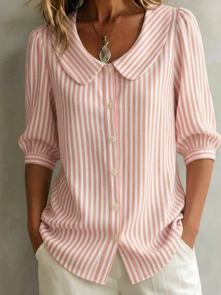 Gretje - Blusa de Algodón a Rayas Con Botones