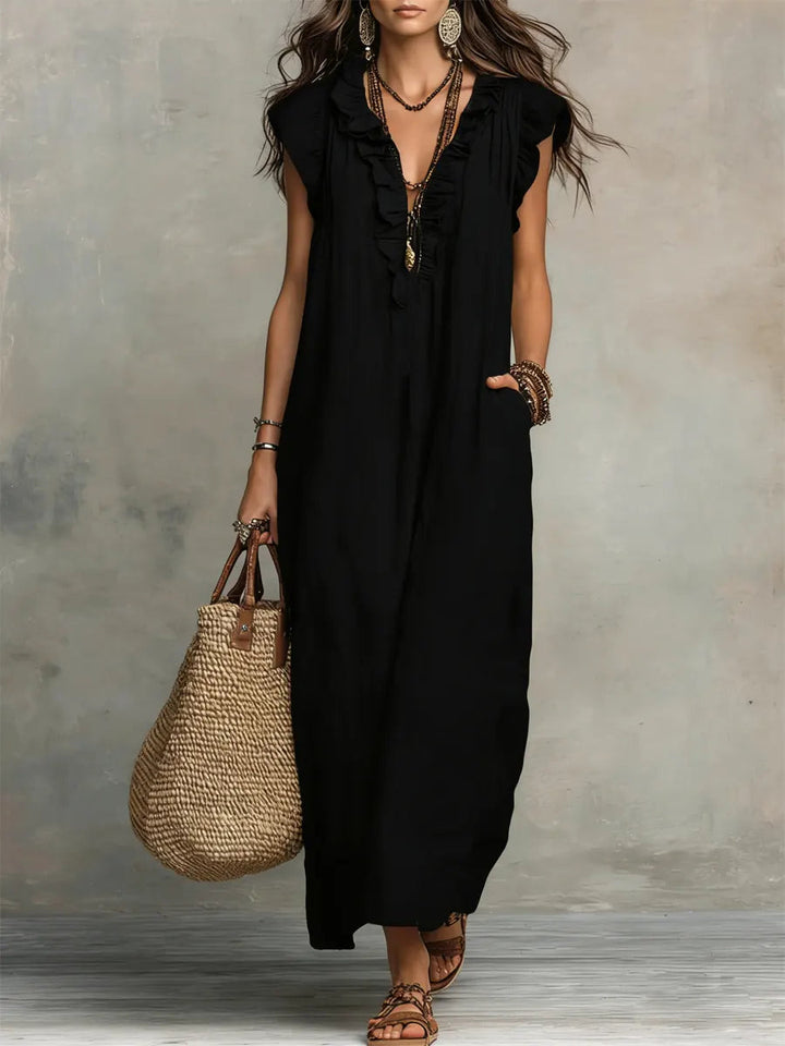 Uanavi - Vestido Largo De Estilo Bohemio De Lino