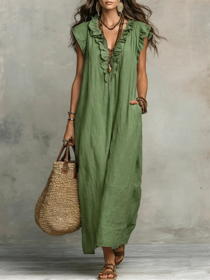 Uanavi - Vestido Largo De Estilo Bohemio De Lino