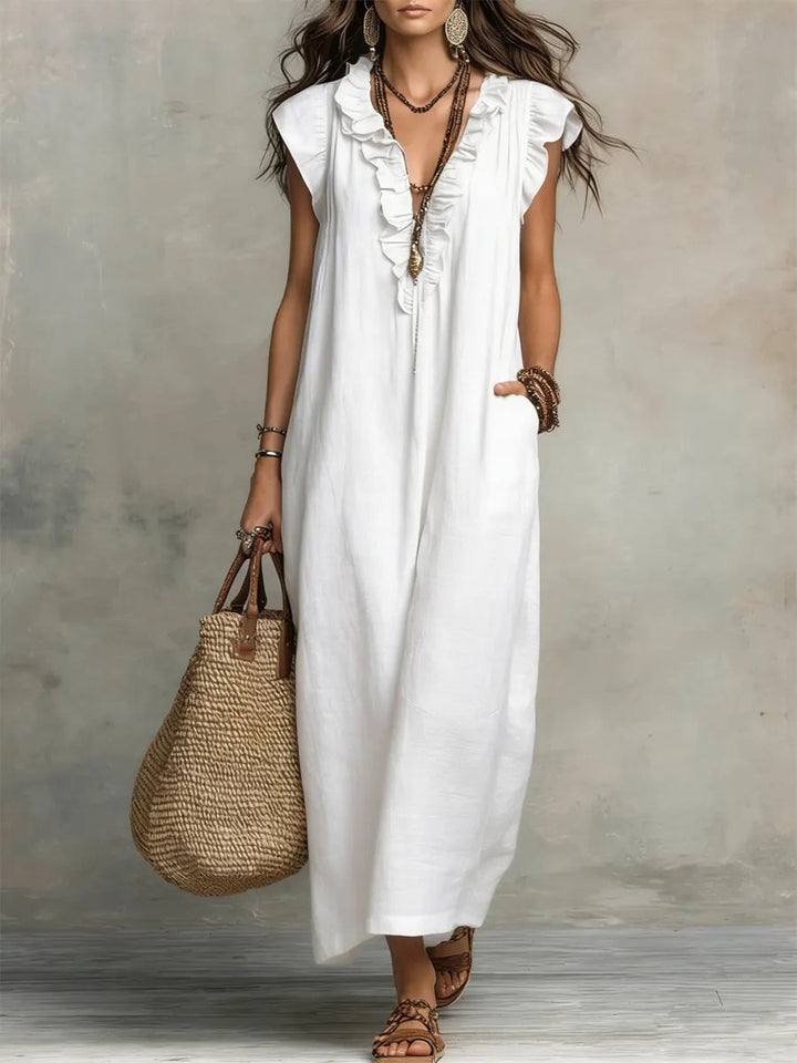Uanavi - Vestido Largo De Estilo Bohemio De Lino