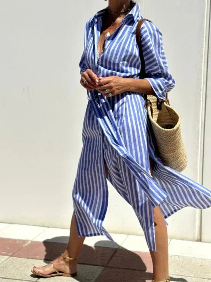 Reenata – Vestido a Rayas Con Cuello