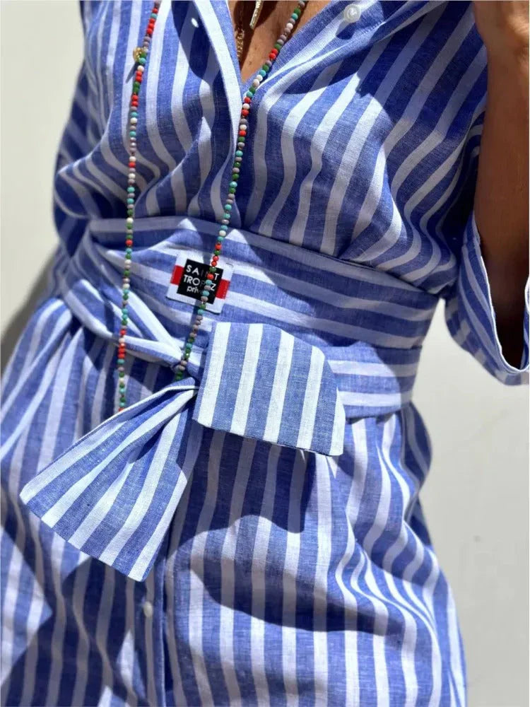 Reenata – Vestido a Rayas Con Cuello