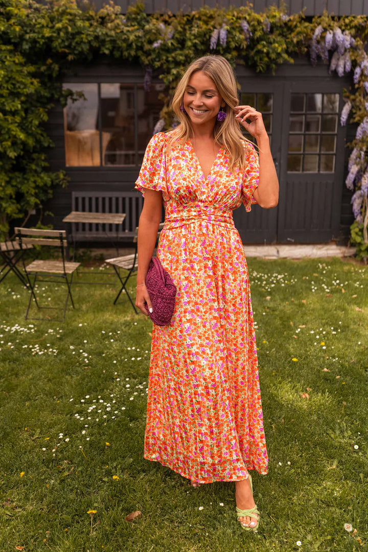 Sampaio – Elegante Vestido Con Escote en V y Estampado Floral