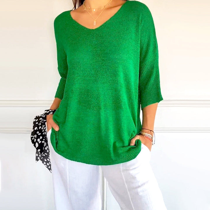 Anjela - Camisa Informal De Punto Con Cuello En V