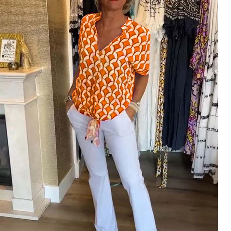 Naskia - Blusa De Manga Corta Con Cuello En V