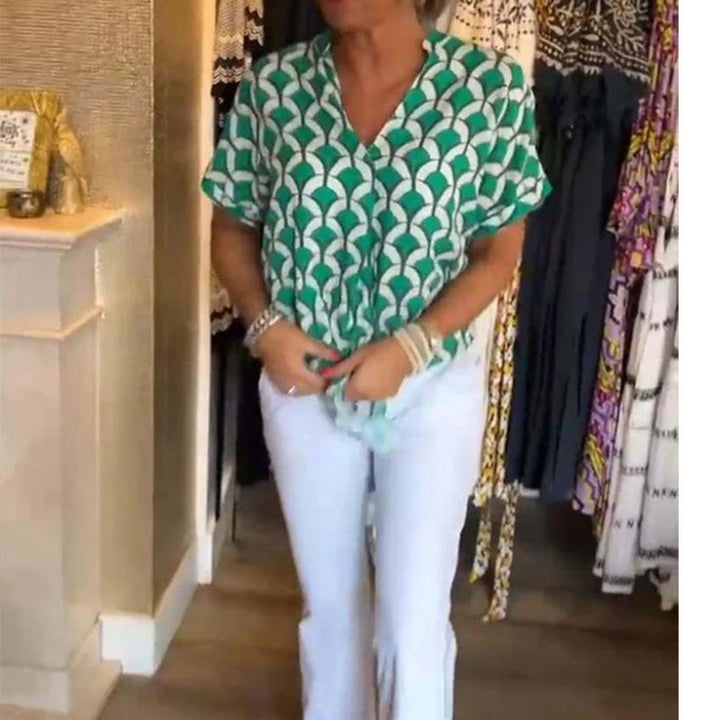 Naskia - Blusa De Manga Corta Con Cuello En V