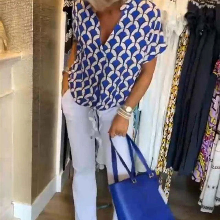 Naskia - Blusa De Manga Corta Con Cuello En V