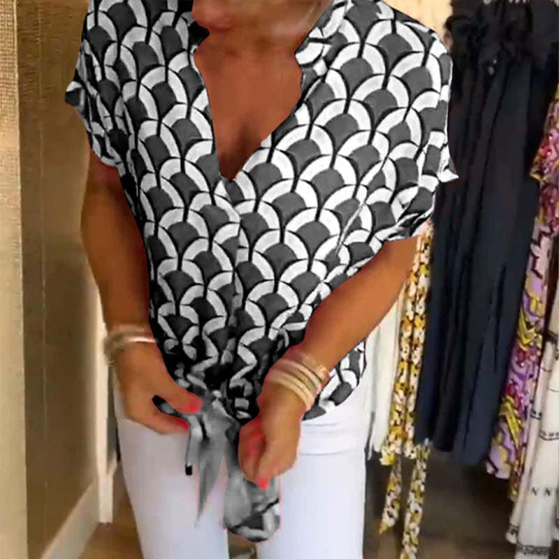 Naskia - Blusa De Manga Corta Con Cuello En V