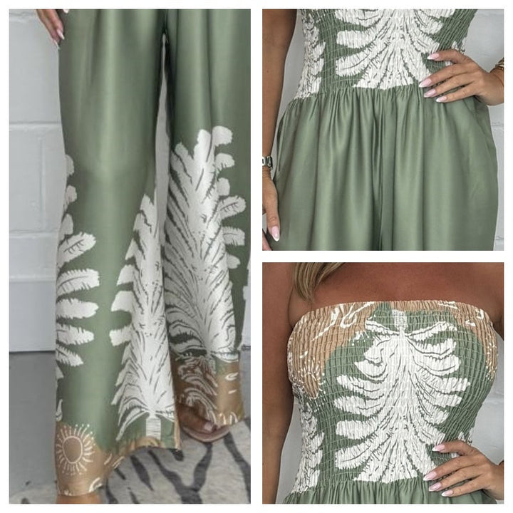 Nahéla - Elegante Mono Sin Tirantes Estampado
