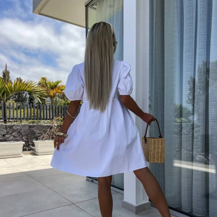 Oana - Vestido Elegante Con Pajarita y Mangas Abullonadas