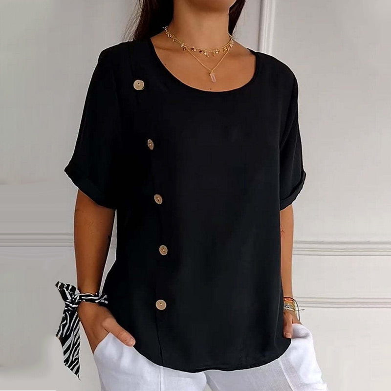 Velma - Blusa de Lino con Botones Laterales