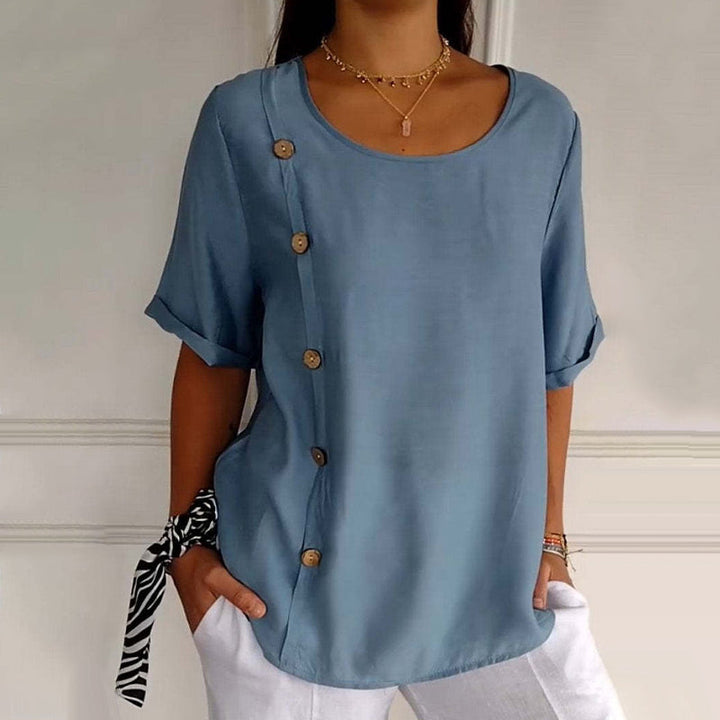 Velma - Blusa de Lino con Botones Laterales