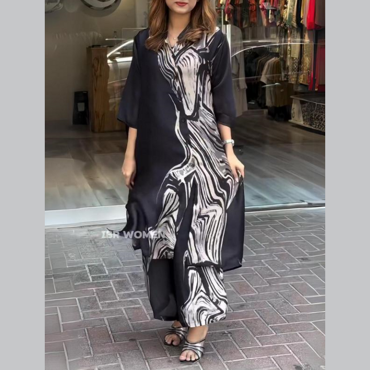 Quenira - Conjunto de 2 Piezas con Vestido Camisero Fluido