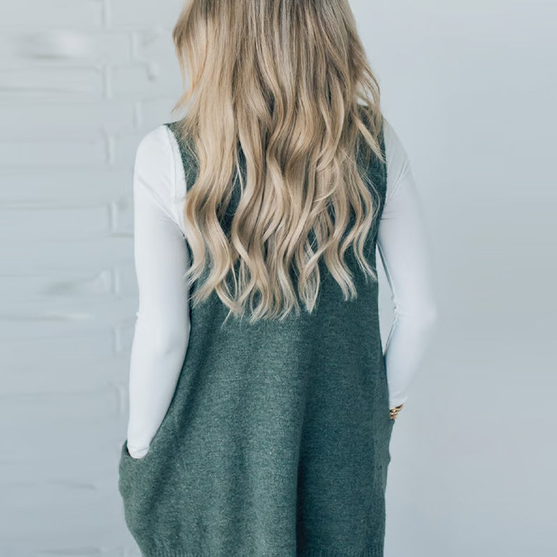 Ovidia - Chaleco Holgado De Punto Con Bolsillos