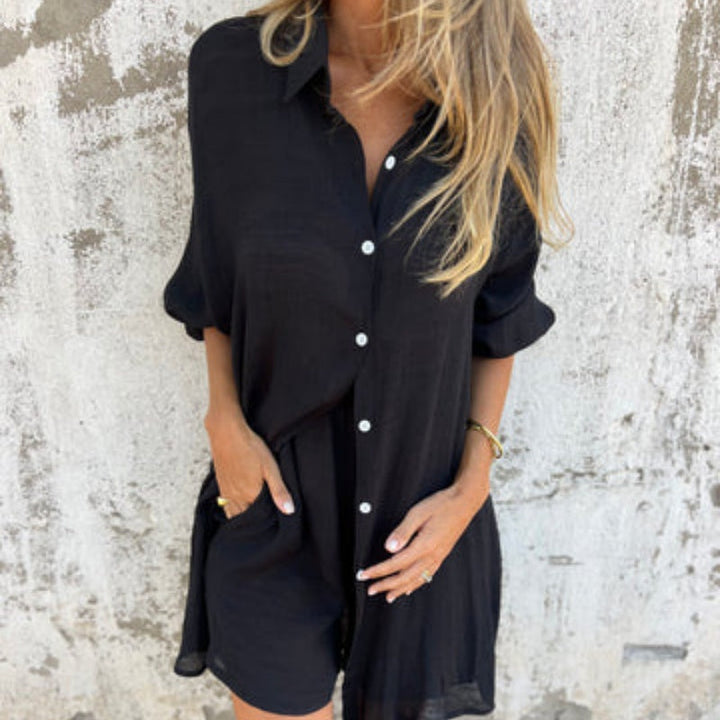 Lorelie - Conjunto De Dos Piezas Con Camisa De Anga Larga y Pantalón Corto