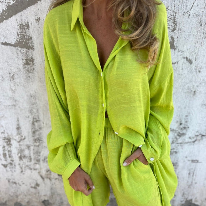 Lorelie - Conjunto De Dos Piezas Con Camisa De Anga Larga y Pantalón Corto