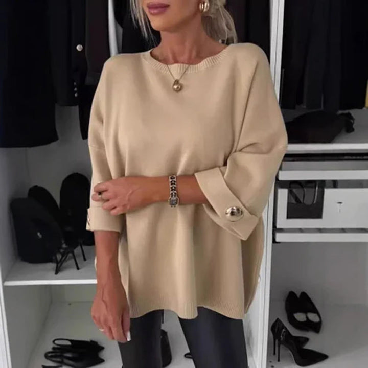 Zelinda - Blusa Informal De Cuello Redondo y Manga Larga