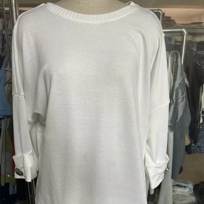 Zelinda - Blusa Informal De Cuello Redondo y Manga Larga