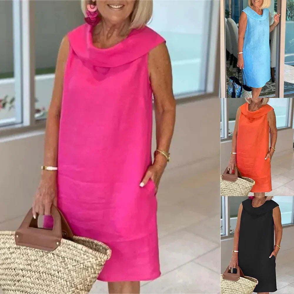 Sinja - Vestido De Moda De Algodón y Lino