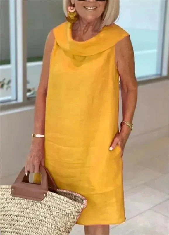Sinja - Vestido De Moda De Algodón y Lino