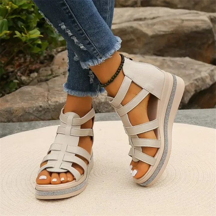 Queena - Sandalias Con Cuña De Strass