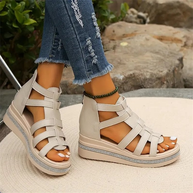 Queena - Sandalias Con Cuña De Strass