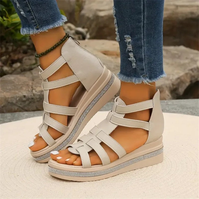 Queena - Sandalias Con Cuña De Strass