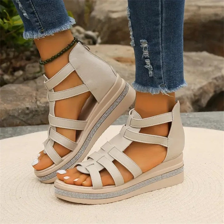 Queena - Sandalias Con Cuña De Strass
