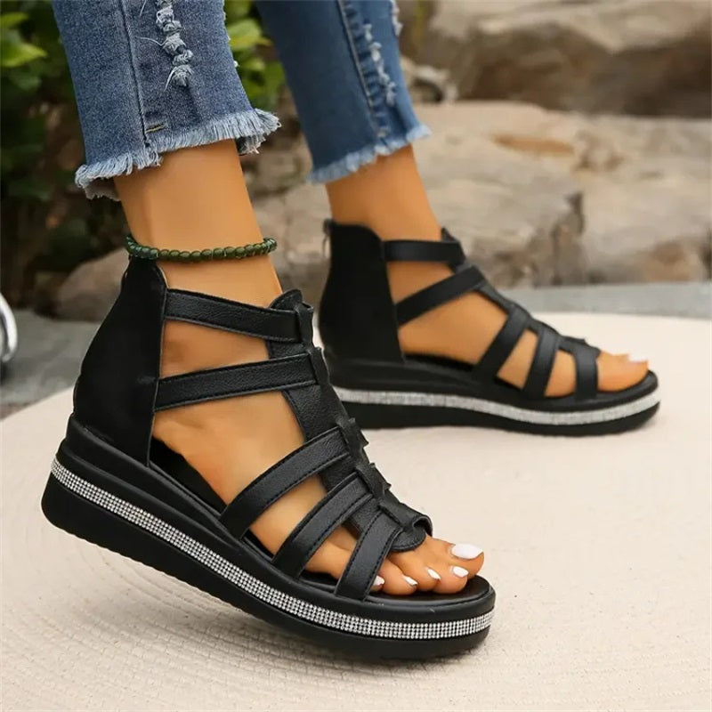 Queena - Sandalias Con Cuña De Strass