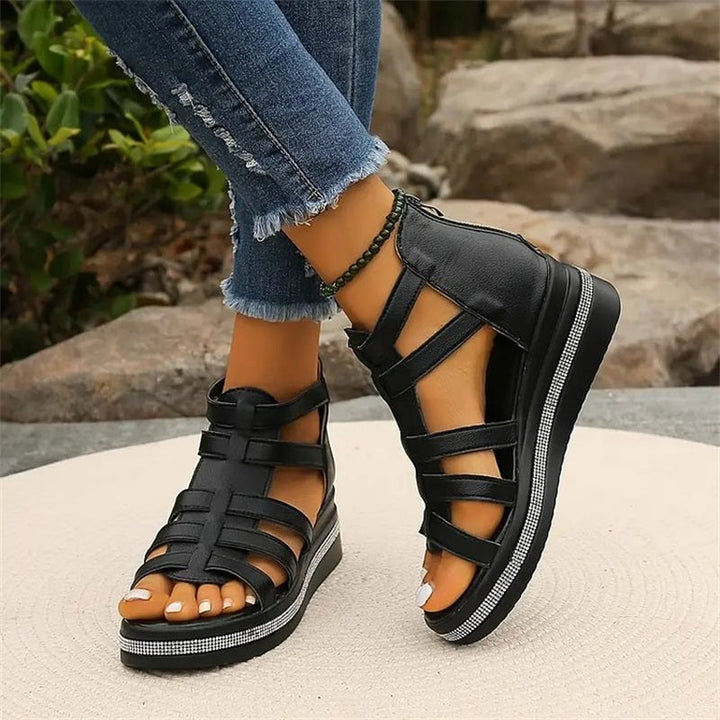 Queena - Sandalias Con Cuña De Strass