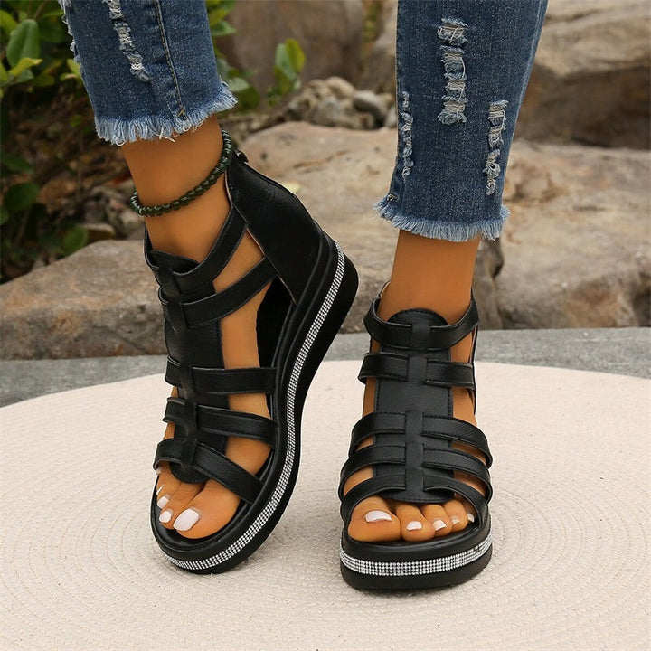 Queena - Sandalias Con Cuña De Strass