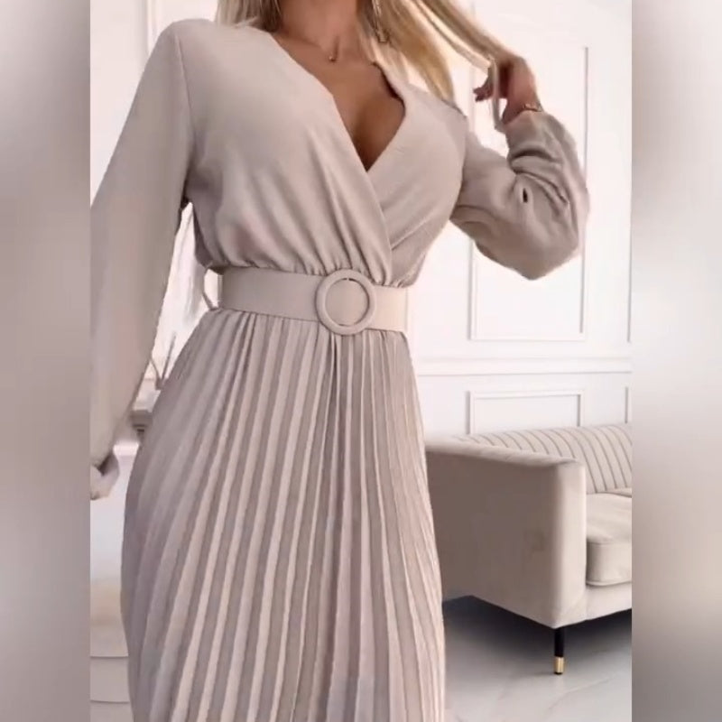 Elza - Vestido Midi Plisado Elegante